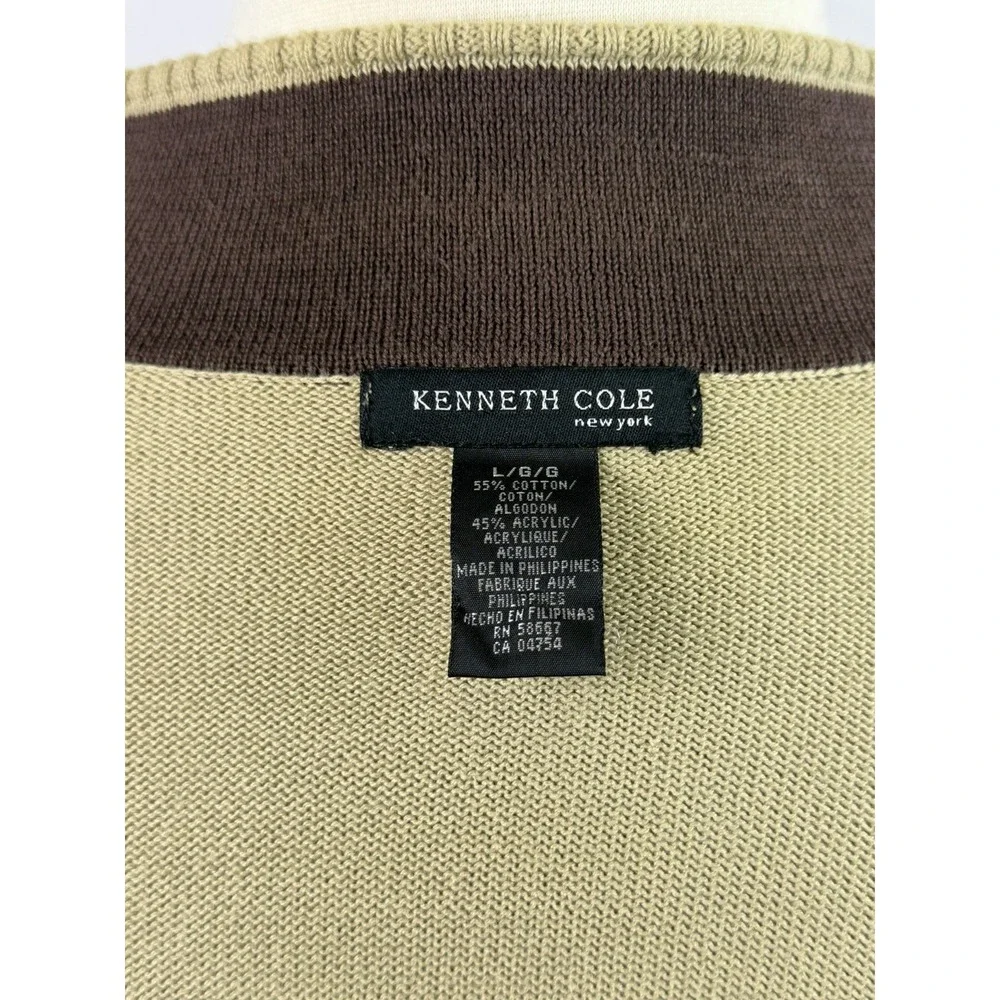 Kenneth Cole Men's Tan Cardigan Ribbed Sleeves Full Zip Sweater Size L